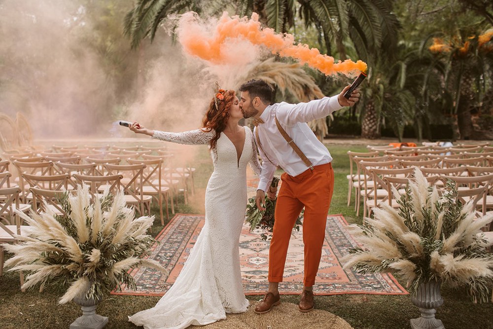 decoracion bodas de otono humo de colores